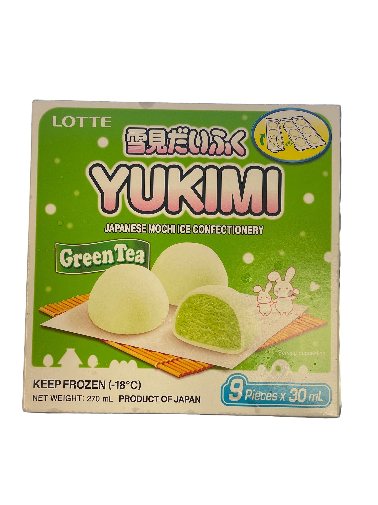 LOTTE MINI YUKIMI DAIFUKU Green Tea MOCHI ICE-CREAM 9P