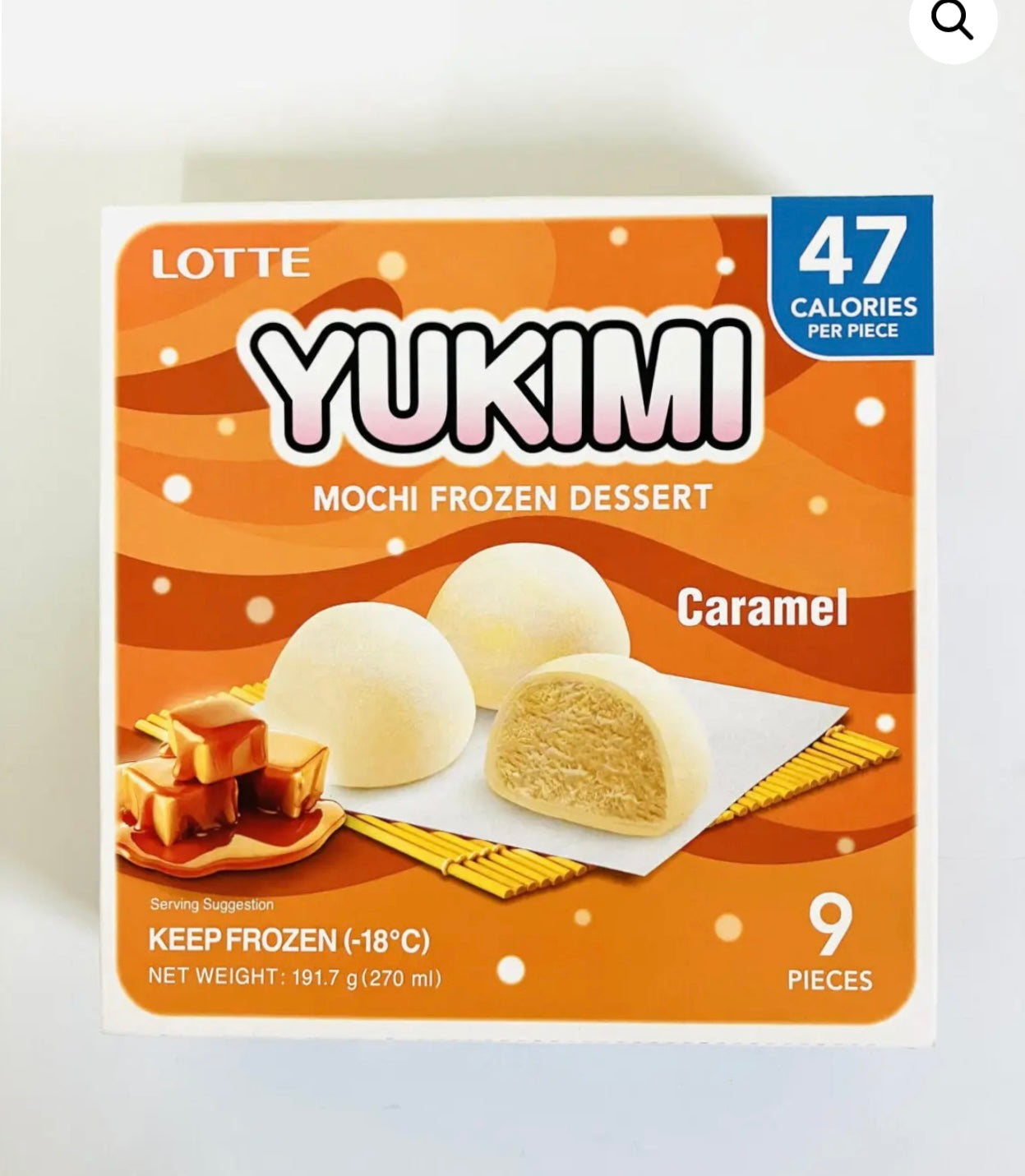 LOTTE MINI YUKIMI DAIFUKU CARAMEL MOCHI ICE-CREAM 9P