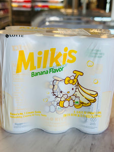 Lotte Milkis Banana Flavor Soda (Hello Kitty Edition) – 6 x 250ml