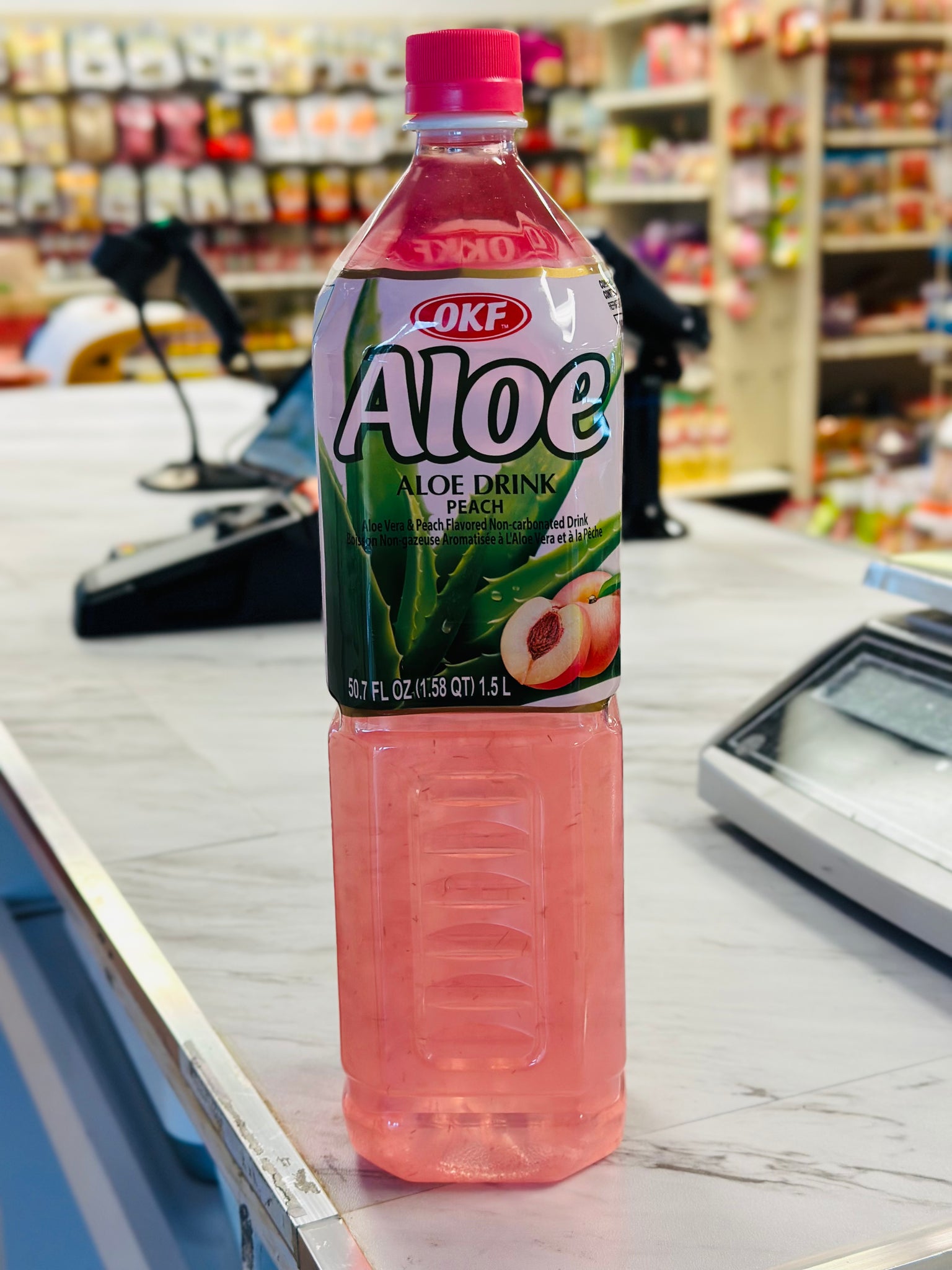 OKF Aloe Vera drink &peach flavor 1.5L