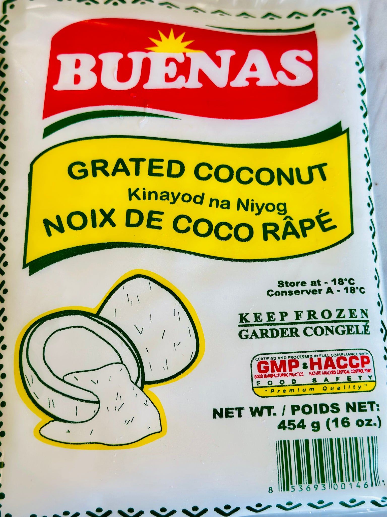 BUENAS Grated Coconut  冷冻椰丝 454g