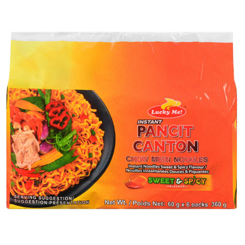 Lucky me pancit canton chow mein noodles sweet &spicy 360g