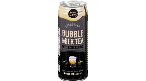 Evergreen Bubble Milk Tea with Boba Pearls (Black Sugar) 480ml