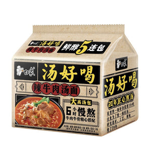 白象 辣牛肉味汤面 Artificial spicy beef noodle soup noodle 113gx5