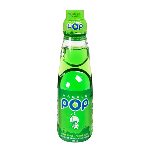 日本弹珠饮料 碳酸汽水 Marble Pop Green Apple Soda 青苹果味  200ml