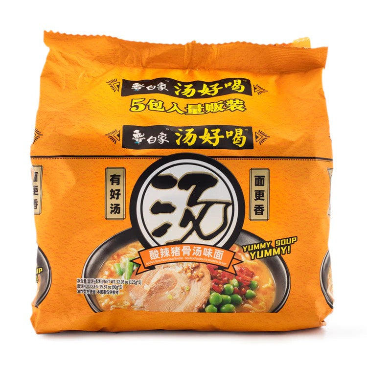 白象 酸辣猪骨汤味面 BAIXIANG Hot pork bone flavor soup noodle 125g*5